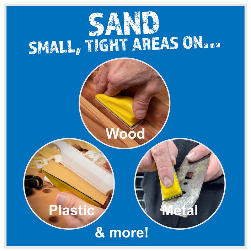 كيستون أداة صنفرة الأصابع الصغيرة من Sanding Mouse للحرف اليدوية مع 50 شريطًا من ورق الصنفرة الذهبي المقطوع مسبقًا، أداة صنفرة صغيرة بسحاب صغير لمشاريع الأعمال الخشبية، 80، 120، 150، 220، 400 ورقة رمل - Image 3
